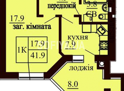 Однокомнатная квартира 41.9 м/кв - ЖК София