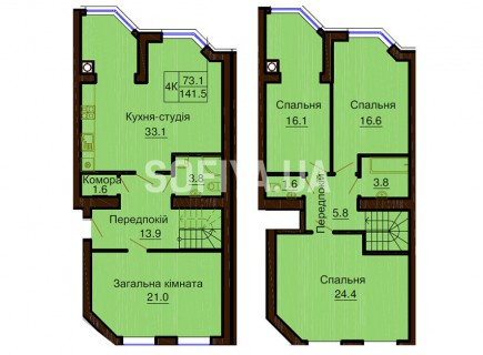 Двухуровневая квартира 141.5 м/кв - ЖК София