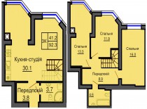 Двухуровневая квартира 92,3 м/кв - ЖК София