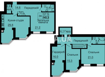 Двухуровневая квартира 145,3 м/кв - ЖК София