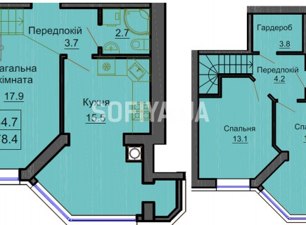 Двухуровневая квартира 78.4 м/кв - ЖК София