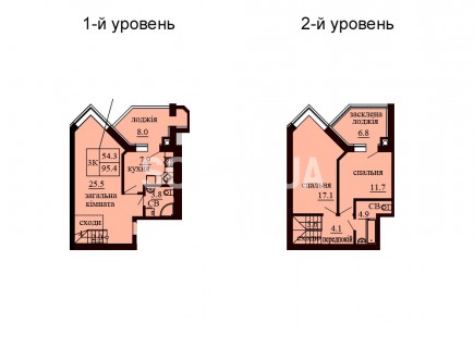 Двухуровневая квартира 95.4 м/кв - ЖК София