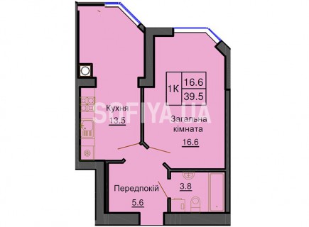 Однокомнатная квартира 39,5 м/кв - ЖК София