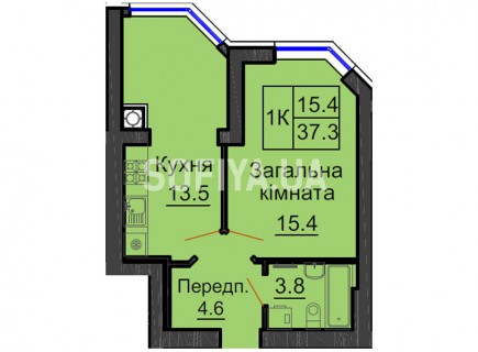 Однокомнатная квартира 37,3 м/кв - ЖК София