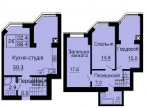 Двухуровневая квартира 98,4 м/кв - ЖК София