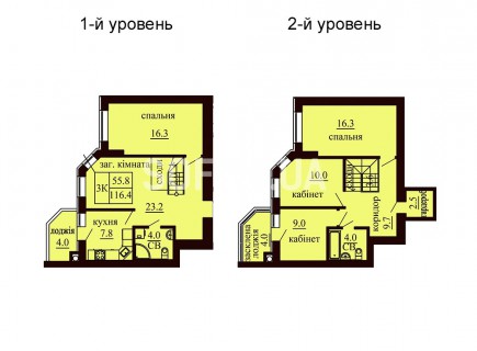Двухуровневая квартира 116.4 м/кв - ЖК София