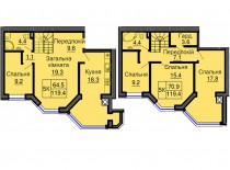 Двухуровневая квартира 119,4 м/кв - ЖК София