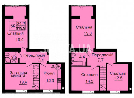 Двухуровневая квартира 119,9 м/кв - ЖК София