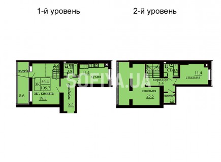 Двухуровневая квартира 105.7 м/кв - ЖК София