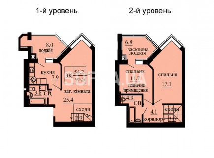 Двухуровневая квартира 95.3 м/кв - ЖК София