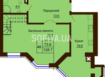 Двухуровневая квартира 128.7 м/кв - ЖК София