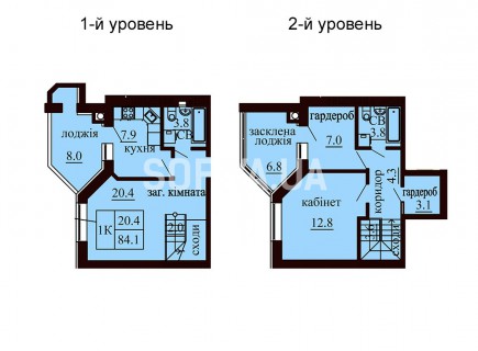 Двухуровневая квартира 84.1 м/кв - ЖК София