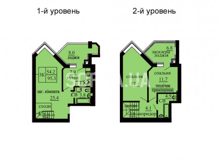 Двухуровневая квартира 95.3 м/кв - ЖК София