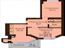 2-х комнатная квартира 65.3 м/кв - ЖК София