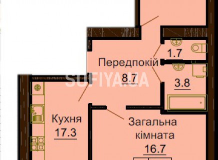 2-х комнатная квартира 65.3 м/кв - ЖК София