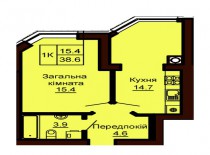 Однокомнатная квартира 38.6 м/кв - ЖК София