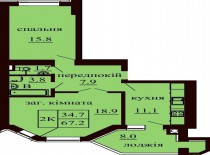 2-х комнатная квартира 67.2 м/кв - ЖК София