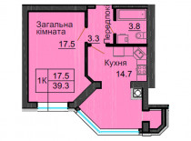 Однокомнатная квартира 39,3 м/кв - ЖК София