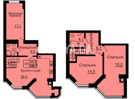 Двухуровневая квартира 108,7 м/кв - ЖК София