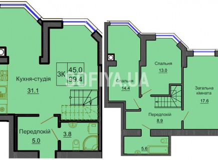 Двухуровневая квартира 99,4 м/кв - ЖК София