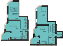 Двухуровневая квартира 129,3 м/кв - ЖК София