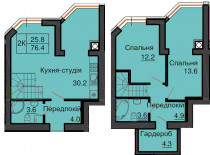 Дворівнева квартира 76,4 м.кв - ЖК София