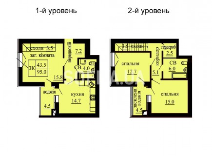 Двухуровневая квартира 95 м/кв - ЖК София