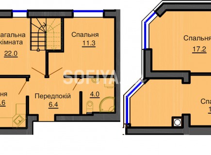 Двухуровневая квартира 100,4 м/кв - ЖК София
