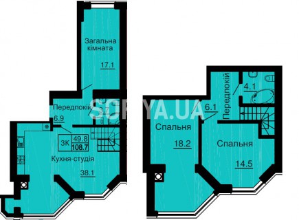 Двухуровневая квартира 108,7 м/кв - ЖК София