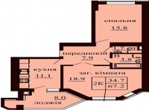 2-х комнатная квартира 67,2 м/кв - ЖК София