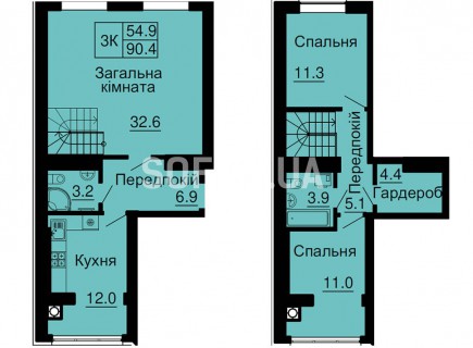 Двухуровневая квартира 90,4 м/кв - ЖК София