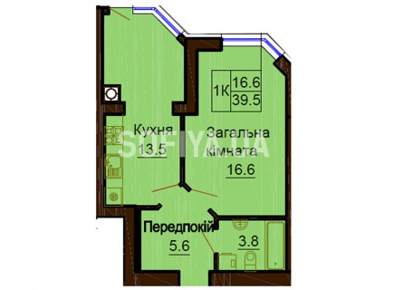 Однокомнатная квартира 39.5 м/кв - ЖК София
