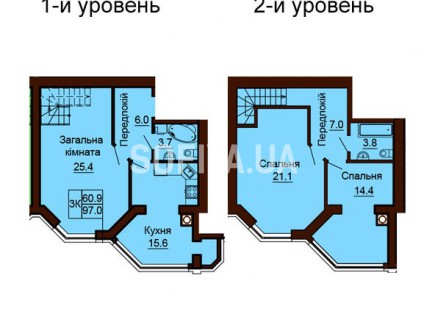 Двухуровневая квартира 97 м/кв - ЖК София