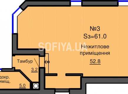 Нежилое помещение 61 м/кв - ЖК София