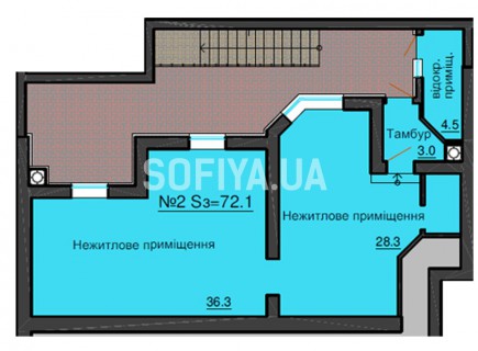 Нежилое помещение  72,1 м/кв - ЖК София