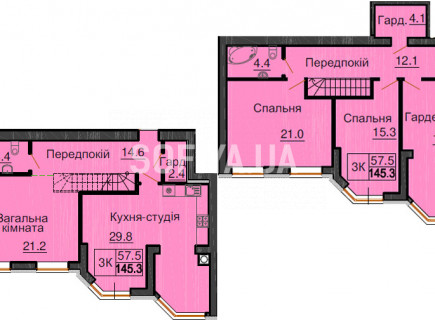 Дворівнева квартира 145,3 м.кв - ЖК София