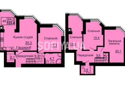 Двухуровневая квартира 123,4 м/кв - ЖК София