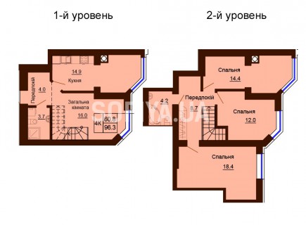 Двухуровневая квартира 96.3 м/кв - ЖК София