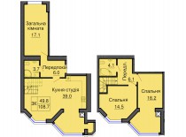 Двухуровневая квартира 108,7 м/кв - ЖК София