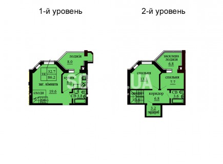 Двухуровневая квартира 86.2 м/кв - ЖК София