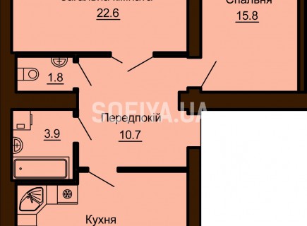 2-х комнатная квартира 75.9 м/кв - ЖК София