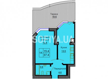 Однокомнатная квартира 37.4 м/кв - ЖК София