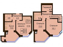 Двухуровневая квартира 82.5 м/кв - ЖК София