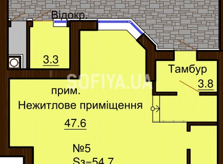 Нежилое помещение 54.7 м/кв - ЖК София