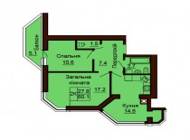 2-х комнатная квартира 60.1 м/кв - ЖК София