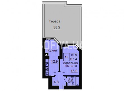 Однокомнатная квартира 37,4 м/кв - ЖК София