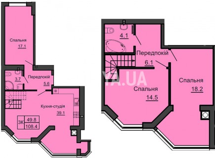 Двухуровневая квартира 108,4 м/кв - ЖК София