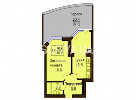 Однокомнатная квартира 39.5 м/кв - ЖК София