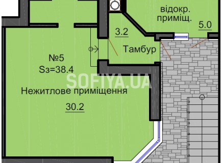 Нежилое помещение 38.4 м/кв - ЖК София