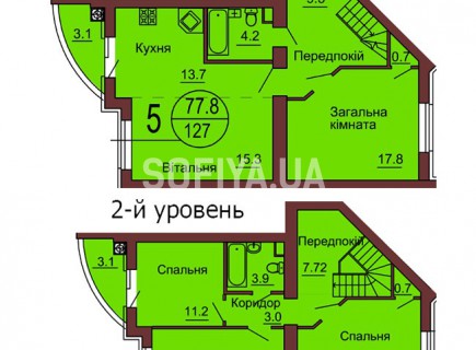 Двухуровневая квартира 127 м/кв - ЖК София